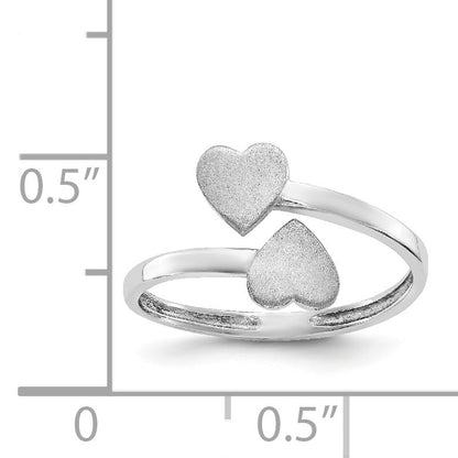 14k White Gold Double Heart Toe Ring