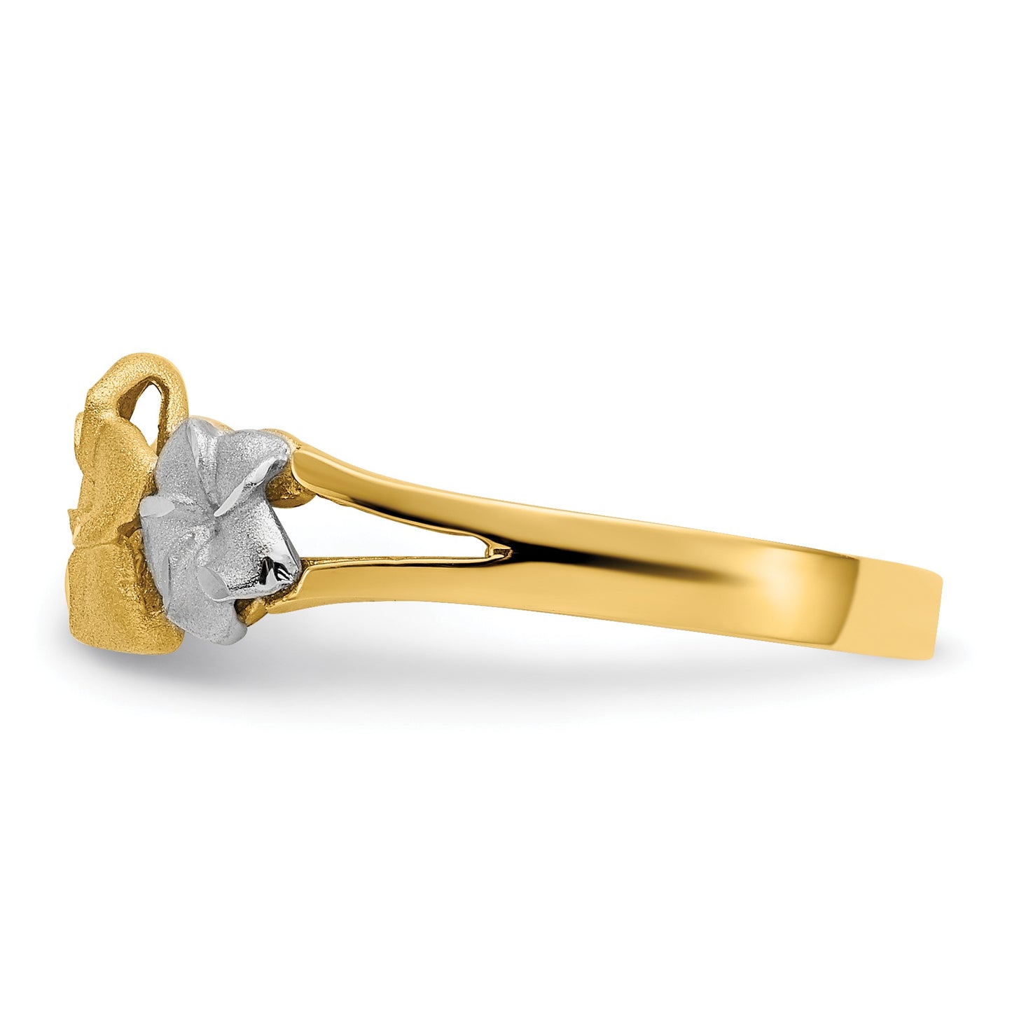 14k Tri-color Three Plumeria Flowers Ring