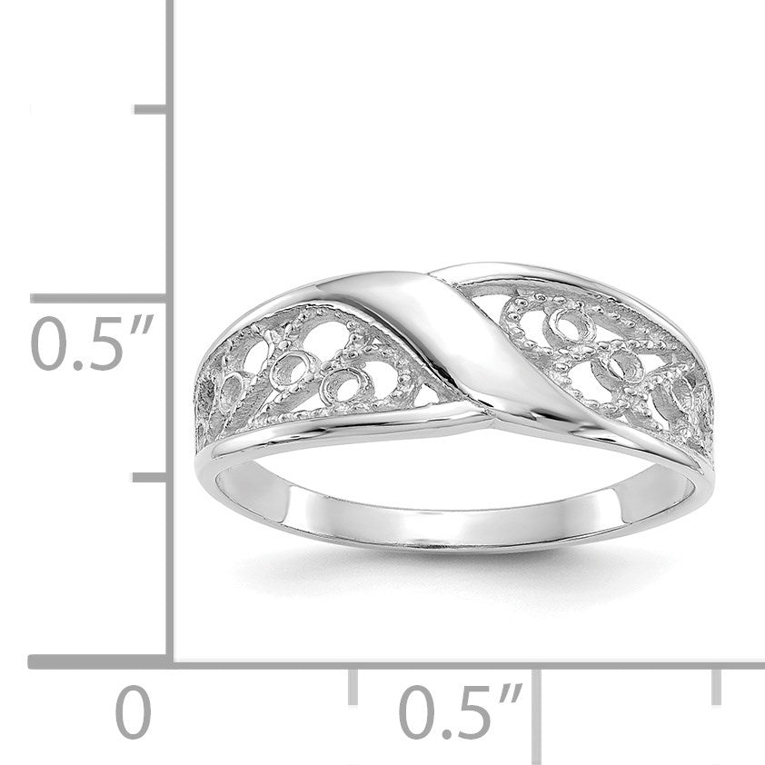 14k White Gold Polished Filigree Ring