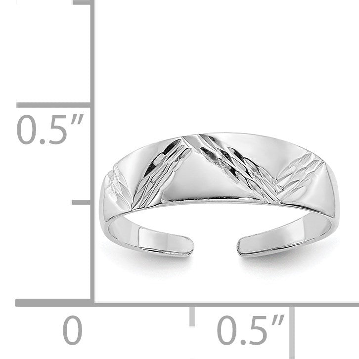 14k White Gold Diamond-cut Fancy Toe Ring
