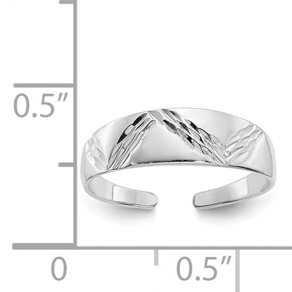 14k White Gold Diamond-cut Fancy Toe Ring