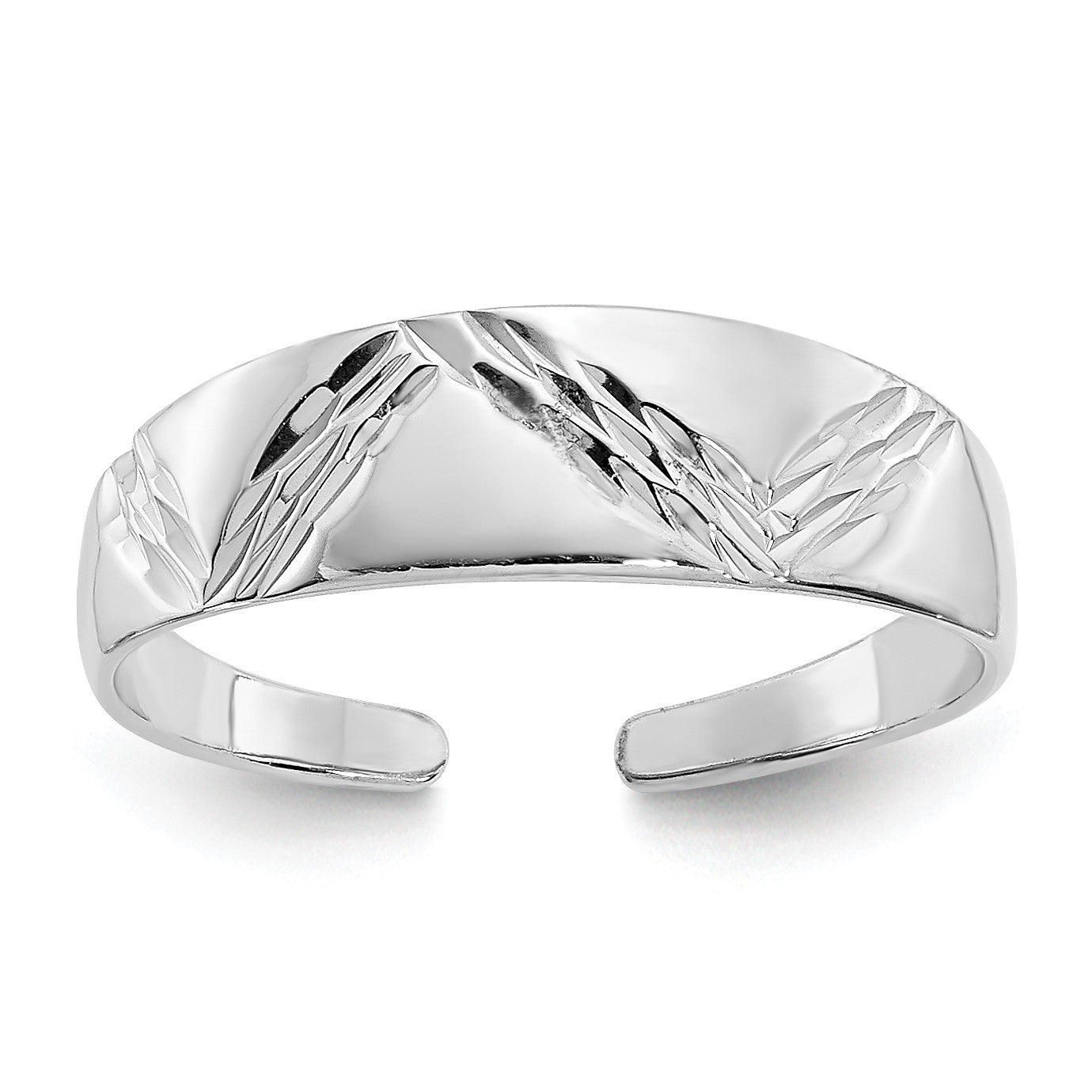 14k White Gold Diamond-cut Fancy Toe Ring