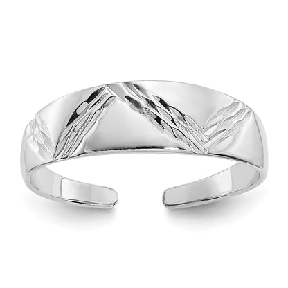 14k White Gold Diamond-cut Fancy Toe Ring