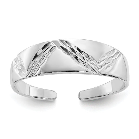14k White Gold Diamond-cut Fancy Toe Ring