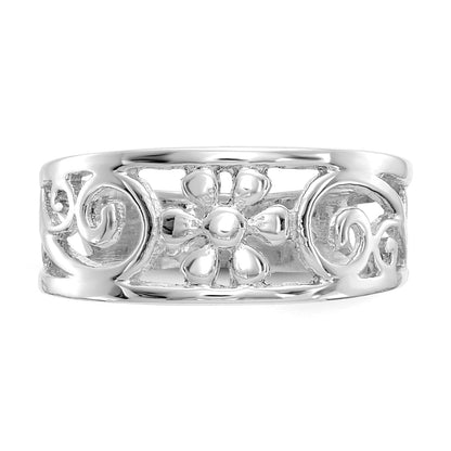 14k White Gold Floral Toe Ring