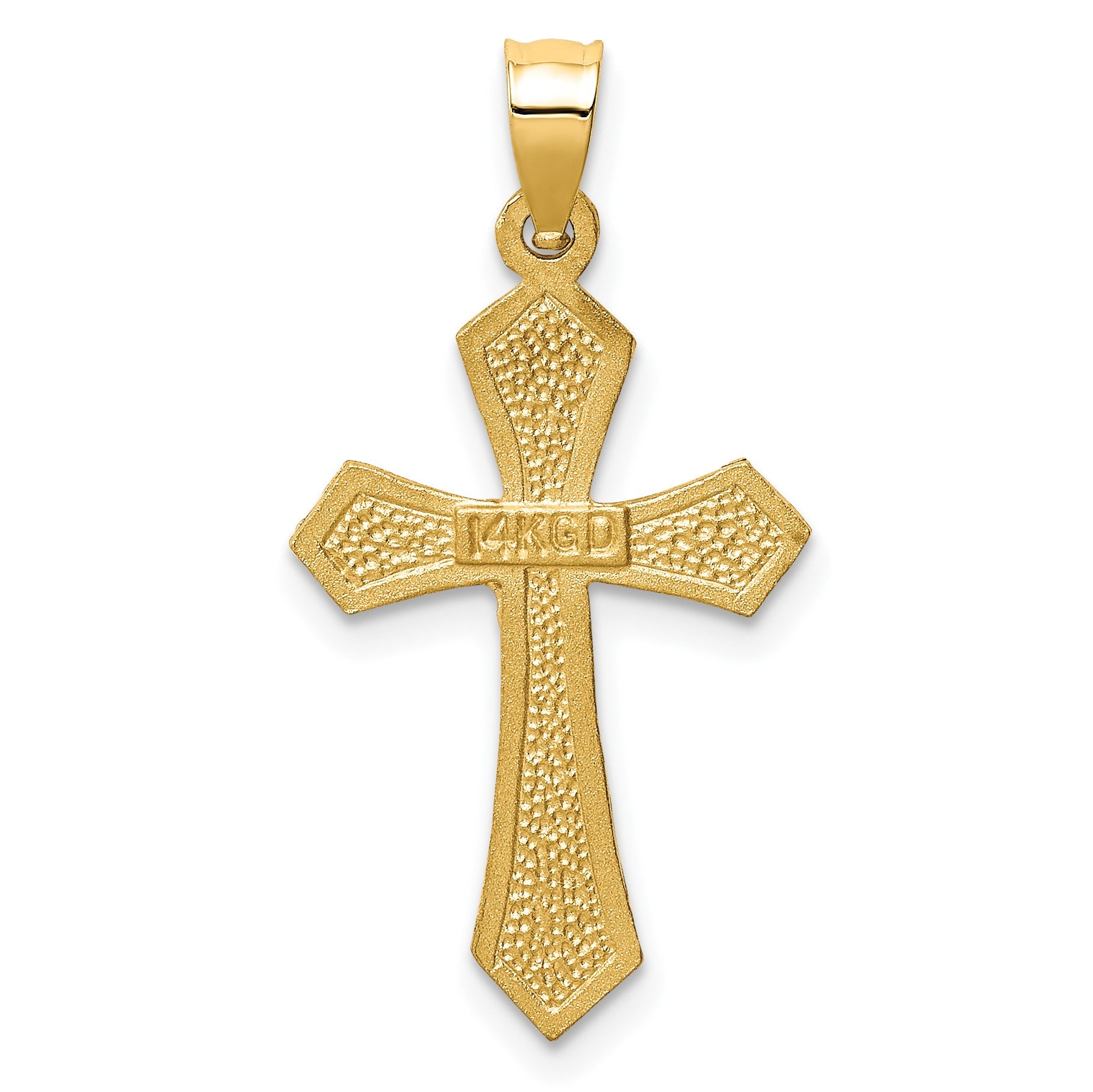 14k Satin Diamond-cut Crucifix Charm