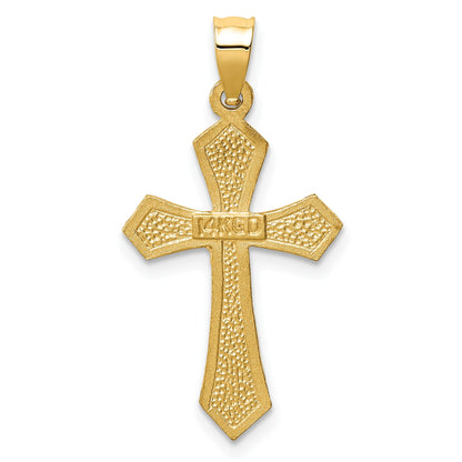 14k Satin Diamond-cut Crucifix Charm