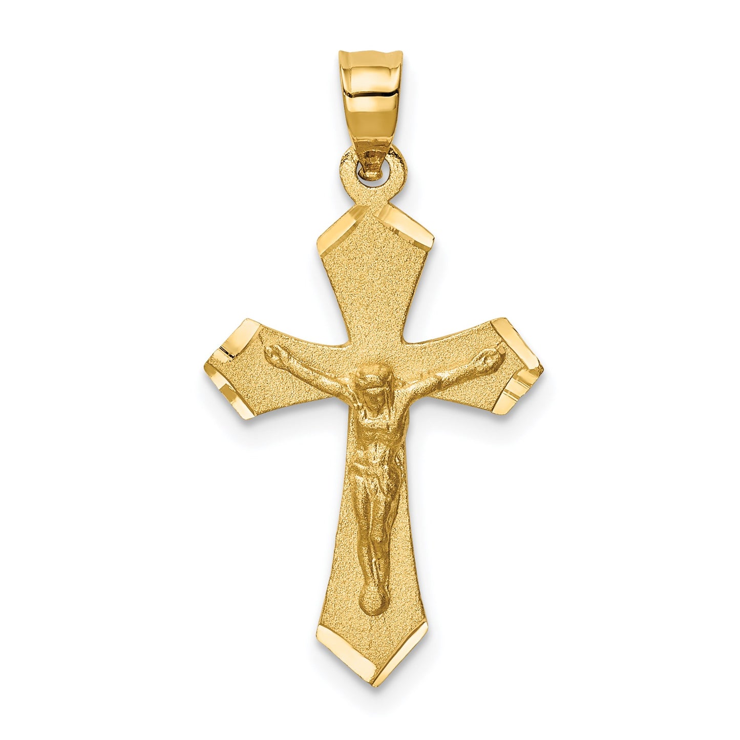 14k Satin Diamond-cut Crucifix Charm