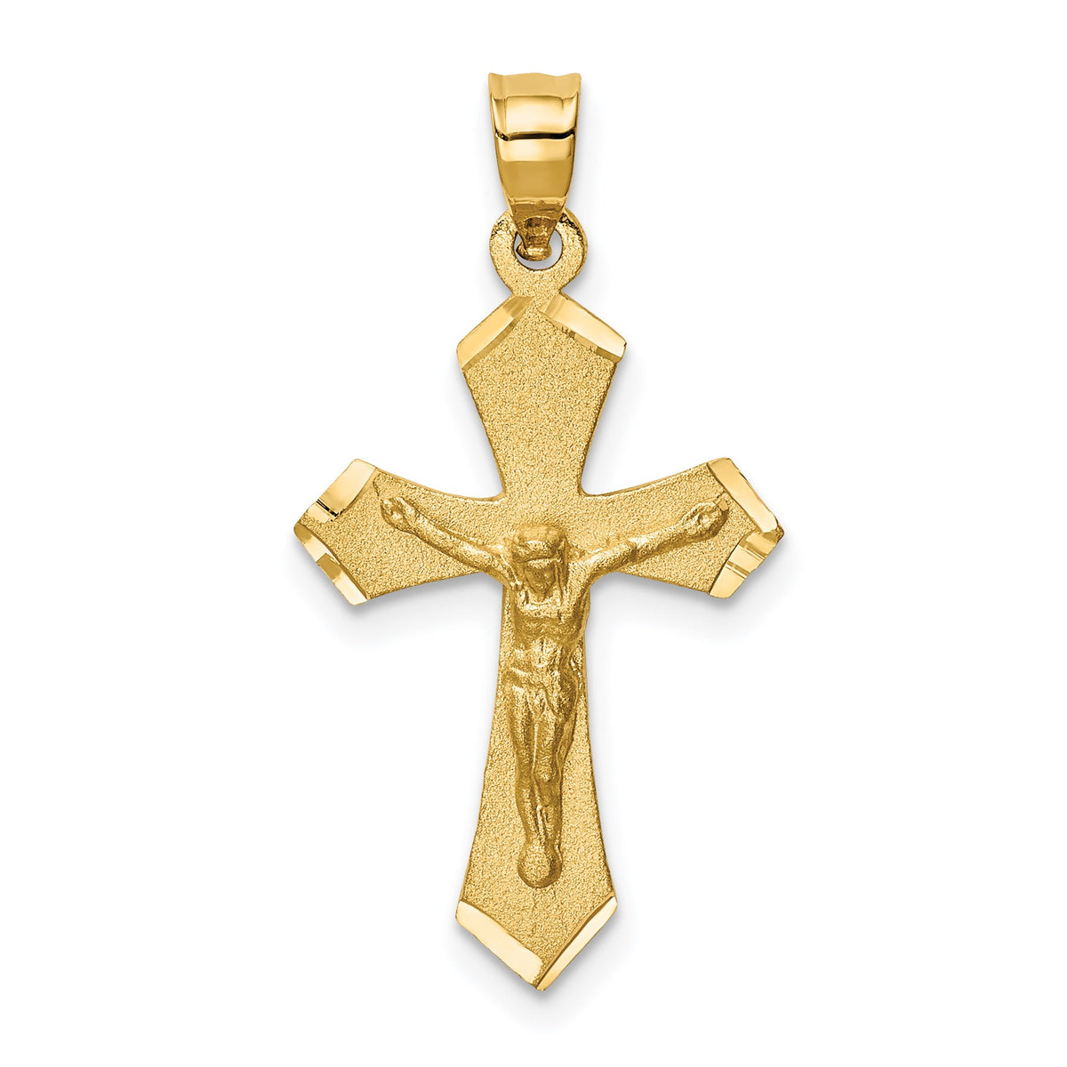 14k Satin Diamond-cut Crucifix Charm