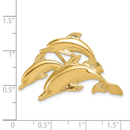 14k Triple Dolphin Omega Slide