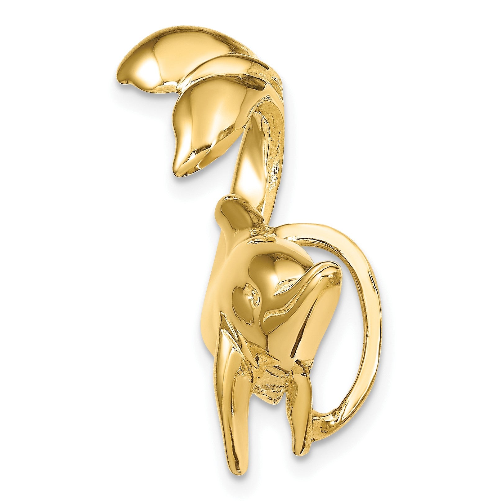 14k Large Polished Dolphin with Tail Up Omega Slide