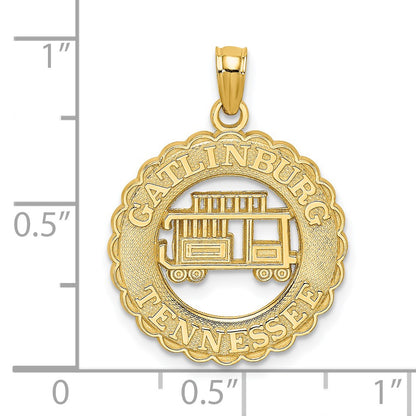 14k GATLINBURG TENNESSEE with Trolley Car in Circle Charm