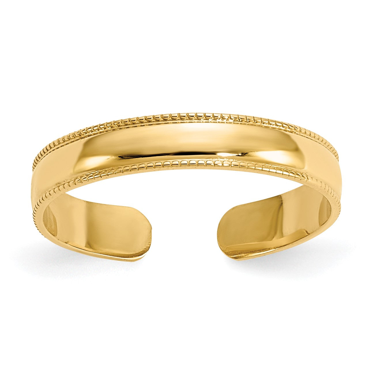14K Adjustable 3mm Milgrain Band Toe Ring
