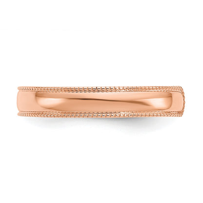 14k Rose Gold Adjustable 3mm Milgrain Band Toe Ring