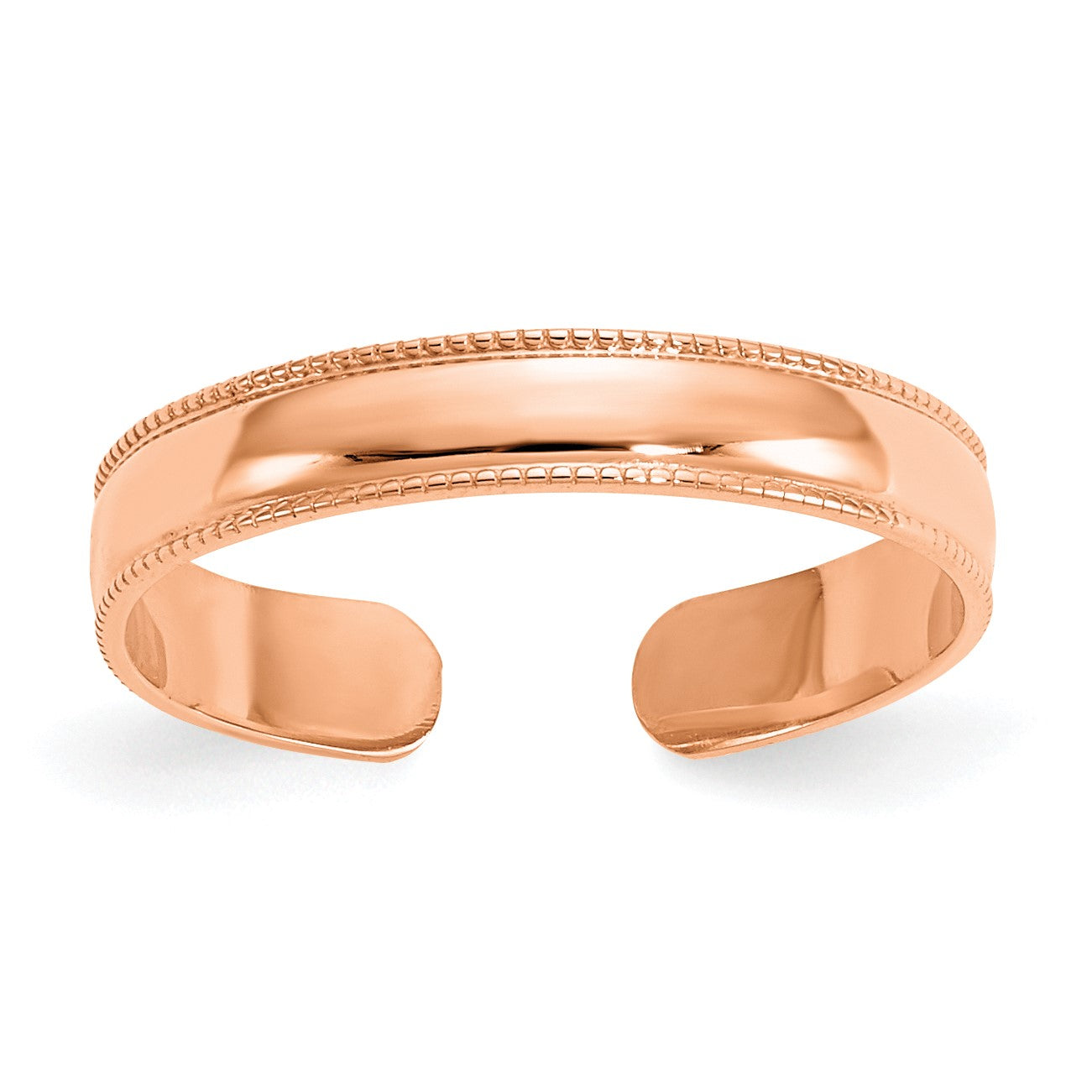 14k Rose Gold Adjustable 3mm Milgrain Band Toe Ring