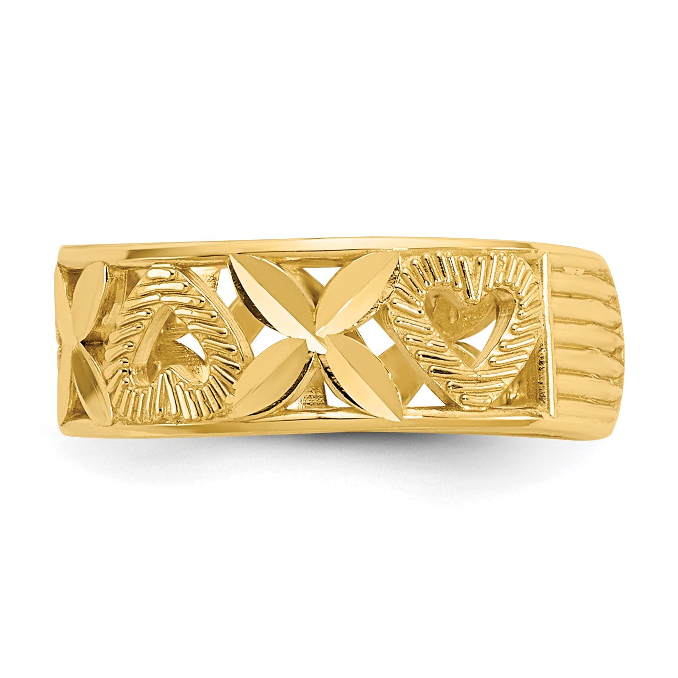 14k Diamond-cut X-and-Heart Toe Ring