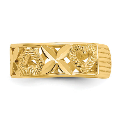 14k Diamond-cut X-and-Heart Toe Ring