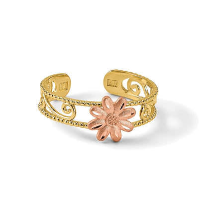 14k Two-tone Flower Toe Ring