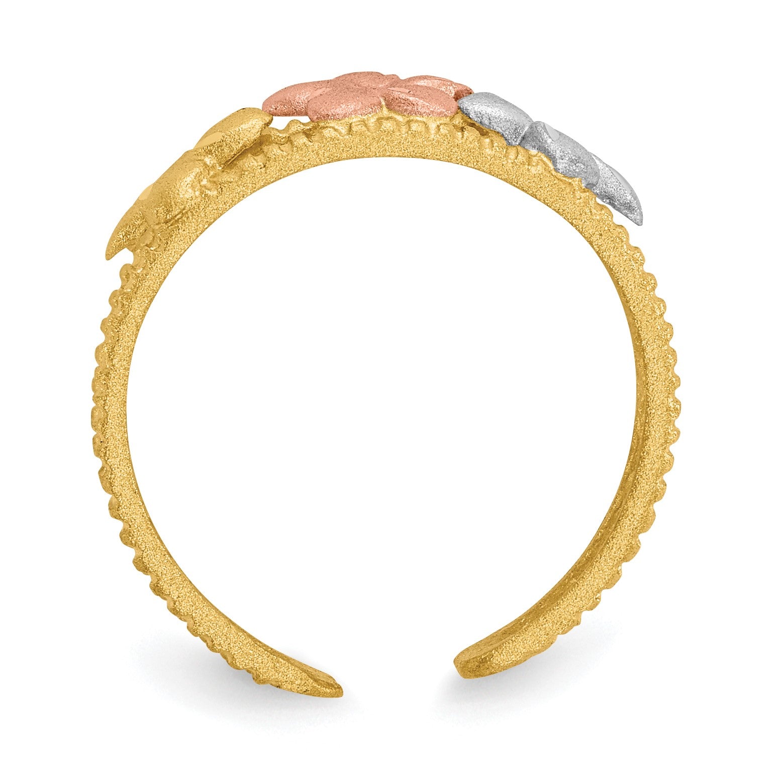 14k Two-tone and White Rhodium Plumeria Toe Ring