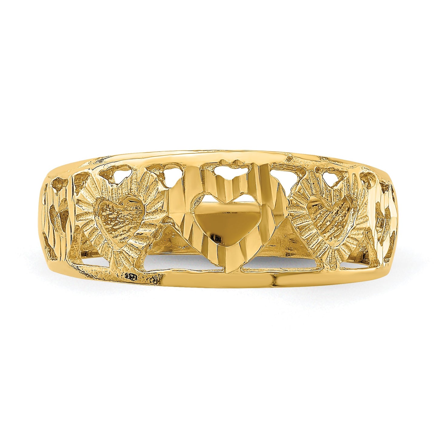 14k Diamond-cut 5 Heart Ring