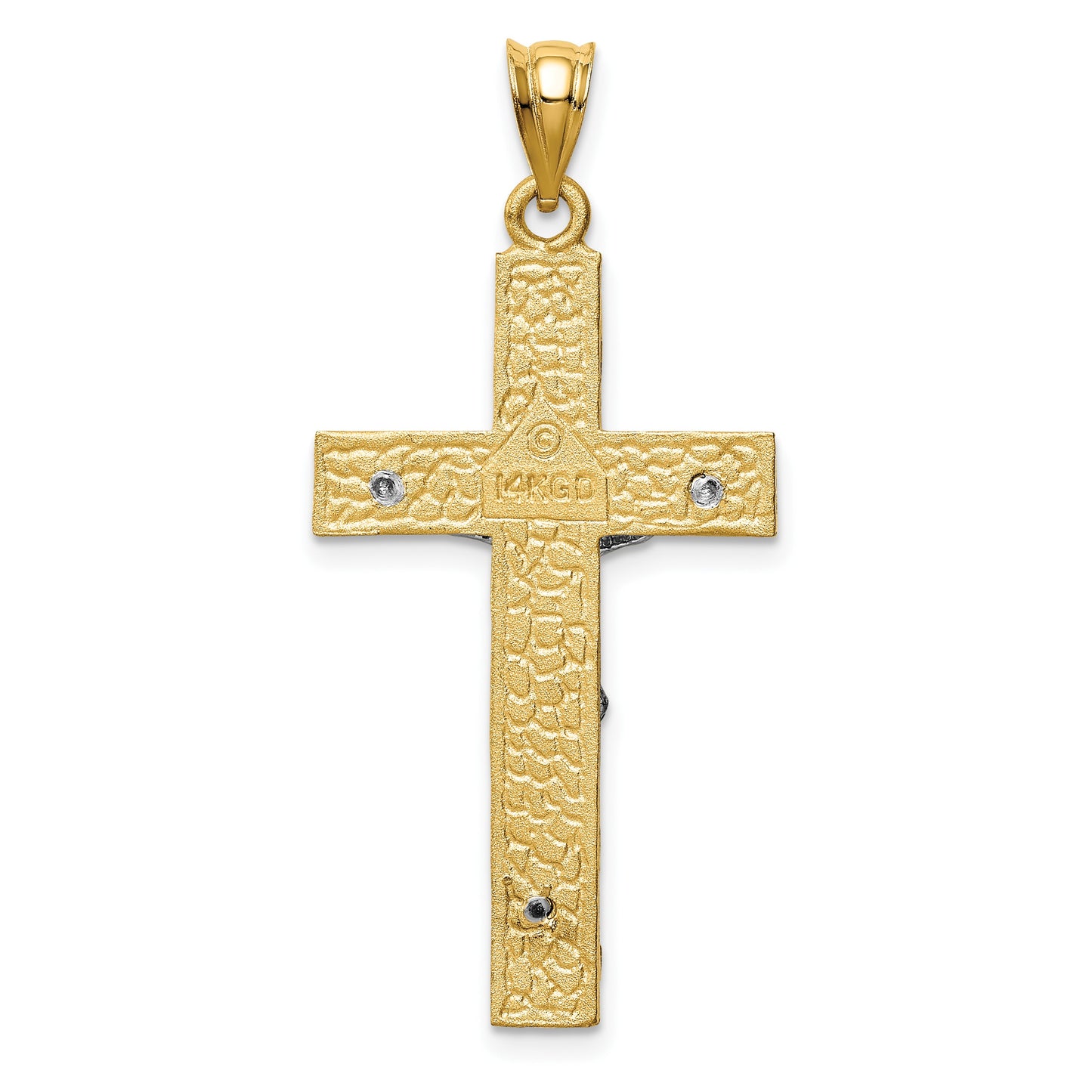 14k Two-tone INRI Crucifix Pendant