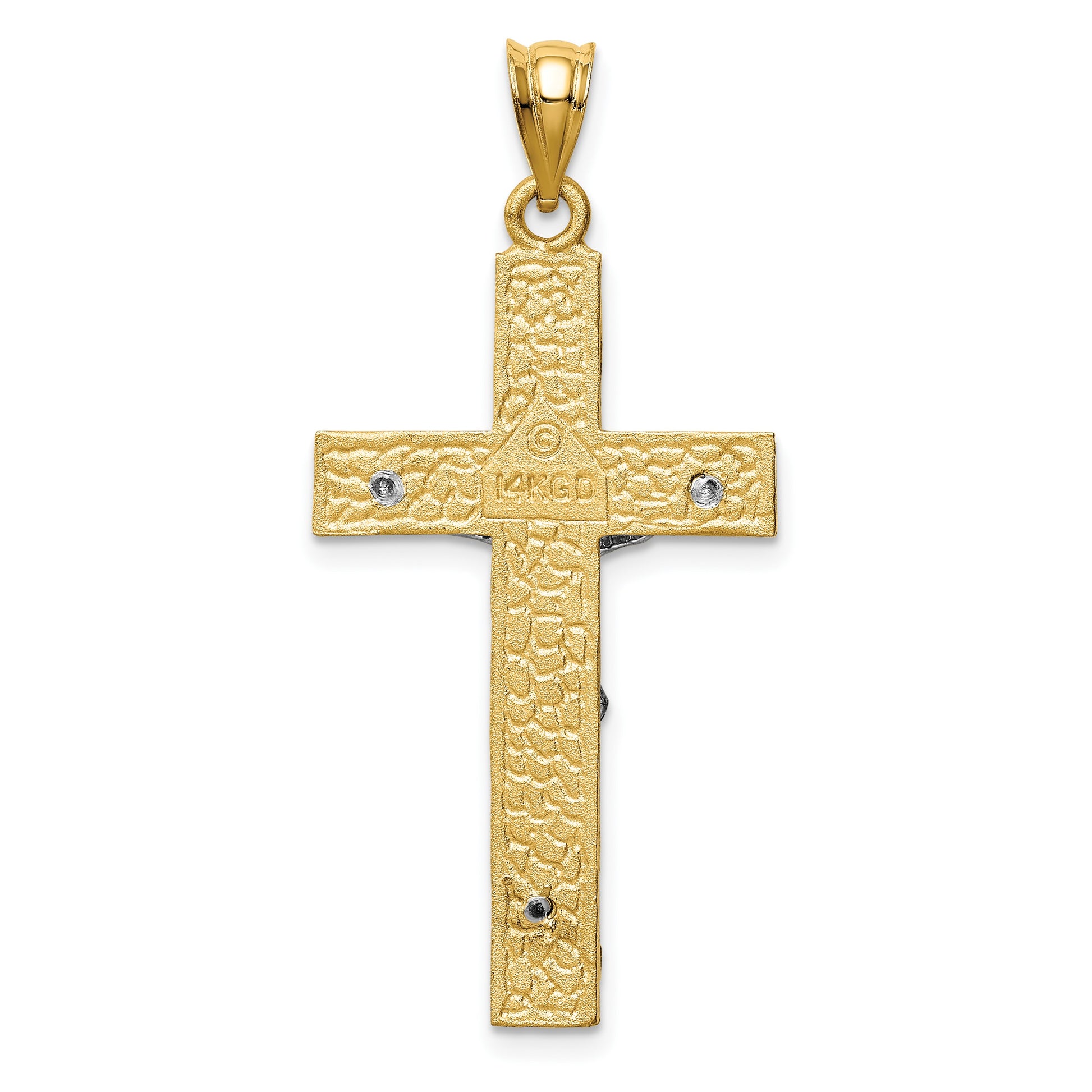 14k Two-tone INRI Crucifix Pendant