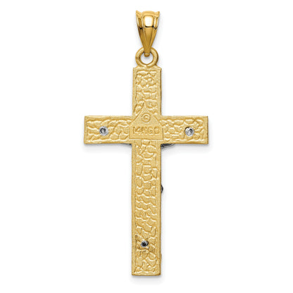 14k Two-tone INRI Crucifix Pendant