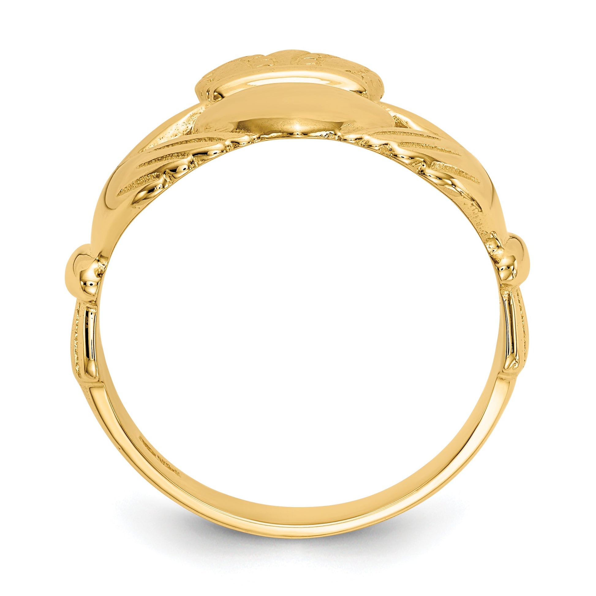 14k Mens Polished Claddagh Ring