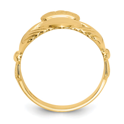 14k Mens Polished Claddagh Ring
