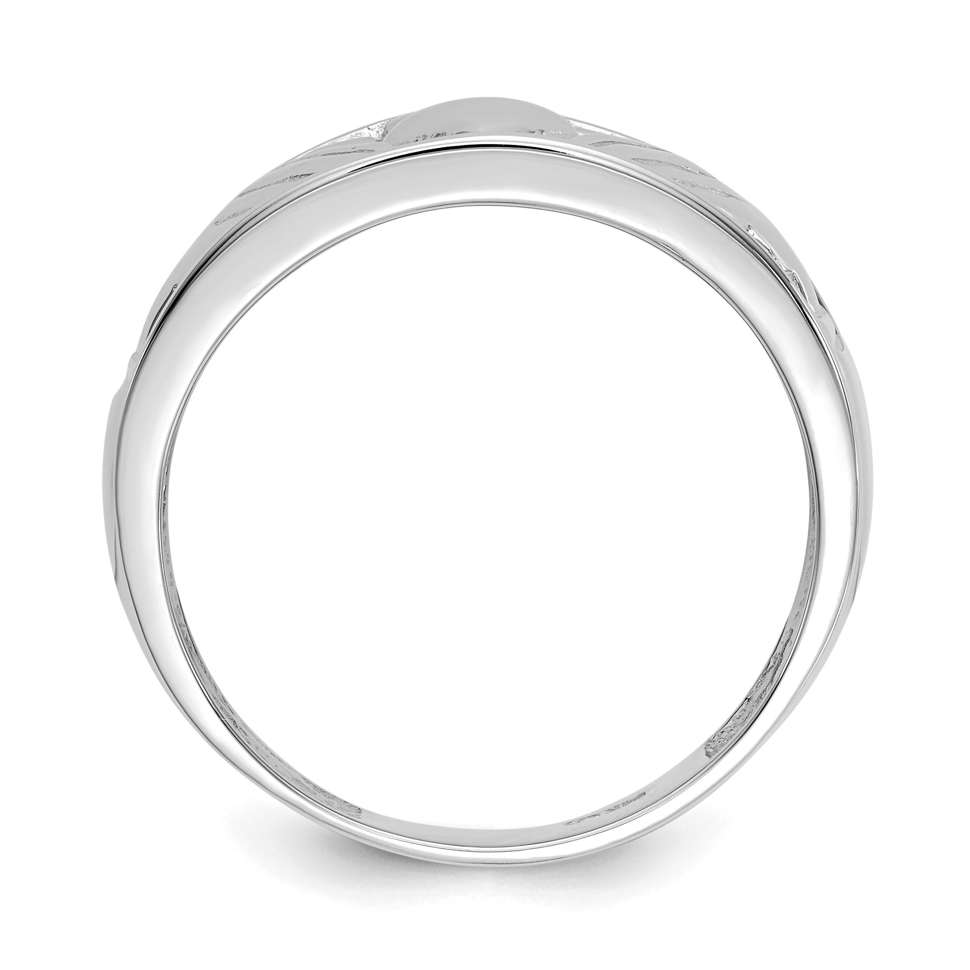 14k White Gold Mens Polished Claddagh Band