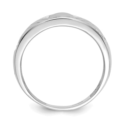 14k White Gold Mens Polished Claddagh Band