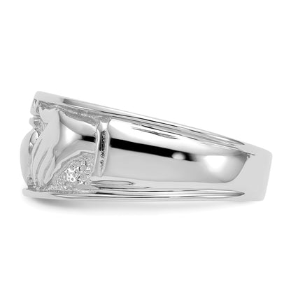 14k White Gold Mens Polished Claddagh Band