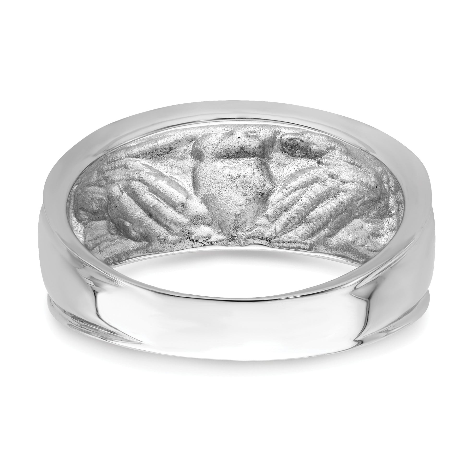 14k White Gold Mens Polished Claddagh Band
