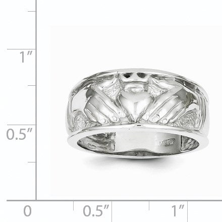 14k White Gold Mens Polished Claddagh Band