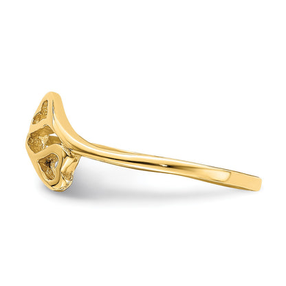 14k Double Heart Size 3 Baby / Childs Bypass Ring