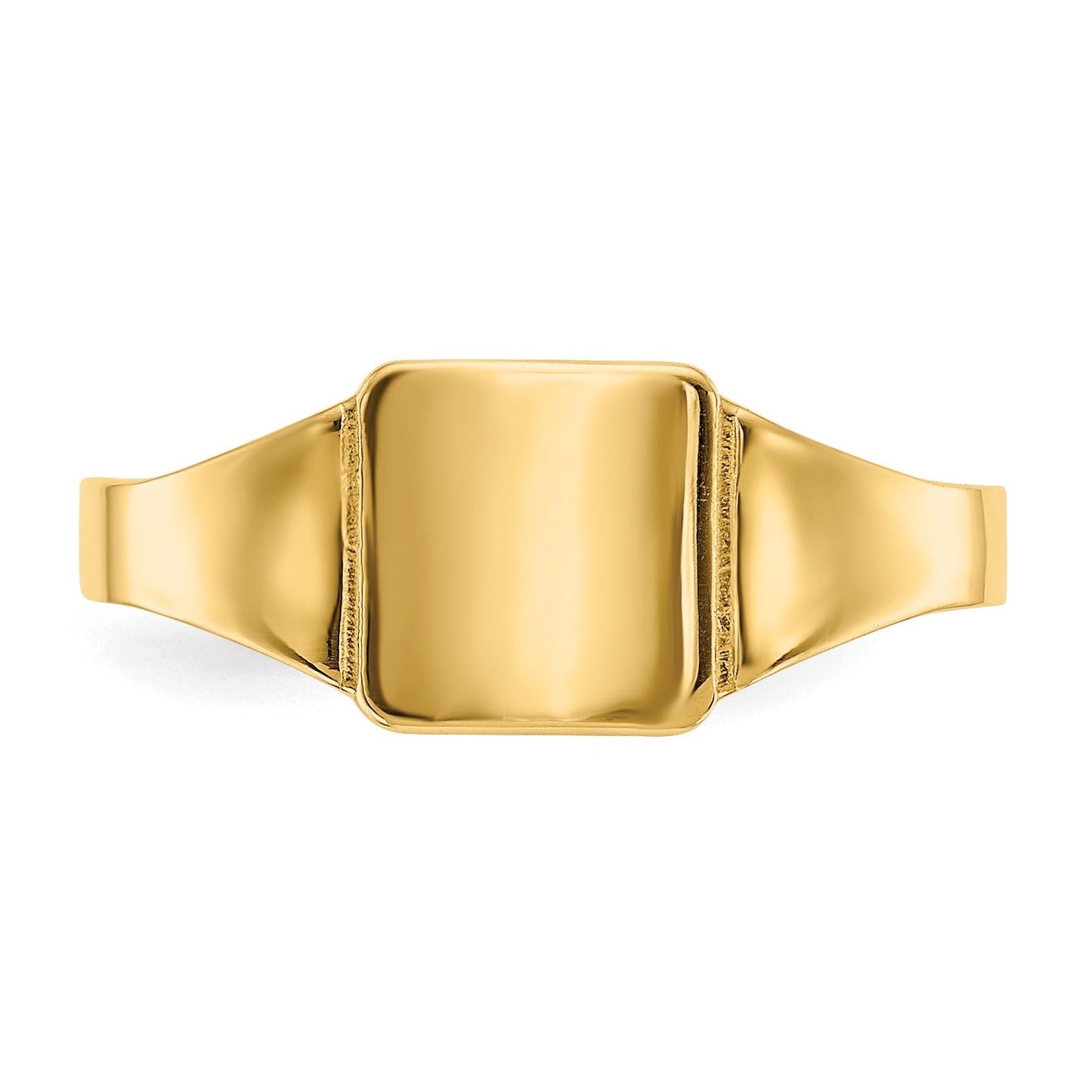 14k Polished 6.5x6.5mm Closed Back Size 4 Childs Square Signet Ring