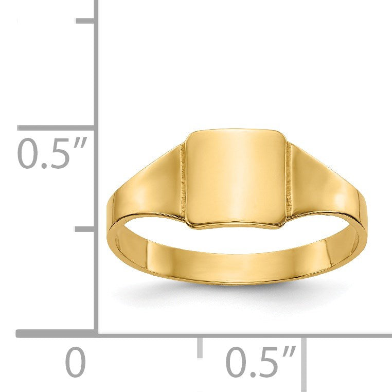 14k Polished 6.5x6.5mm Closed Back Size 4 Childs Square Signet Ring