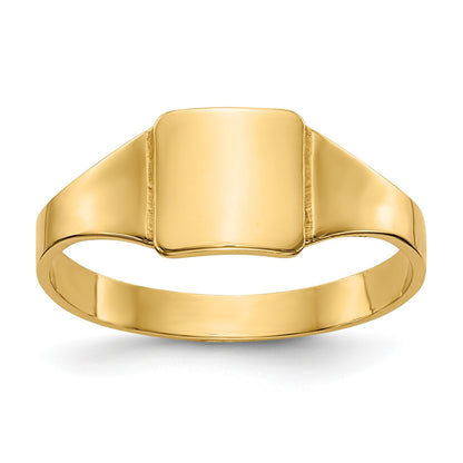 14k Polished 6.5x6.5mm Closed Back Size 4 Childs Square Signet Ring