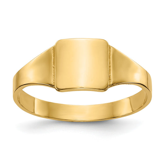 14k Polished 6.5x6.5mm Closed Back Size 4 Childs Square Signet Ring