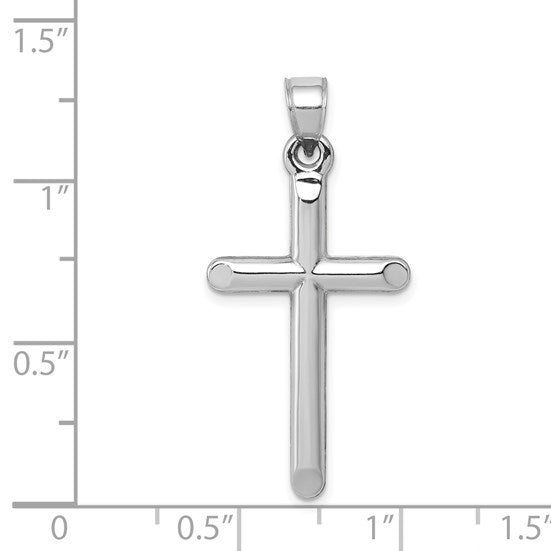 14k White Gold Hollow Cross Pendant