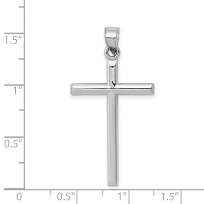 14k White Gold Hollow Cross Pendant