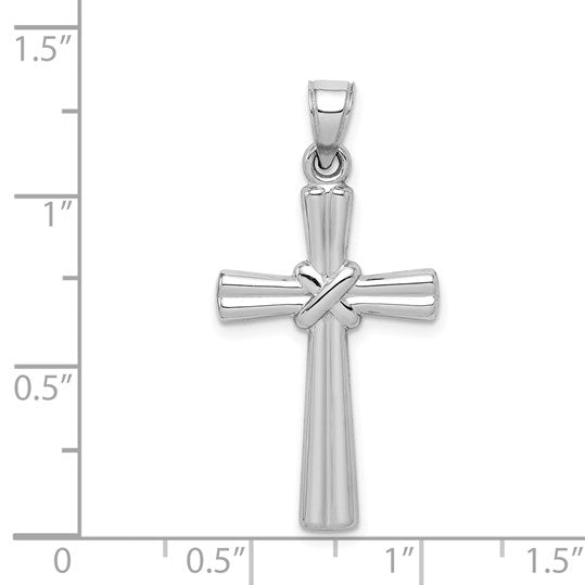 14k White Gold Hollow -X- Center Cross Pendant