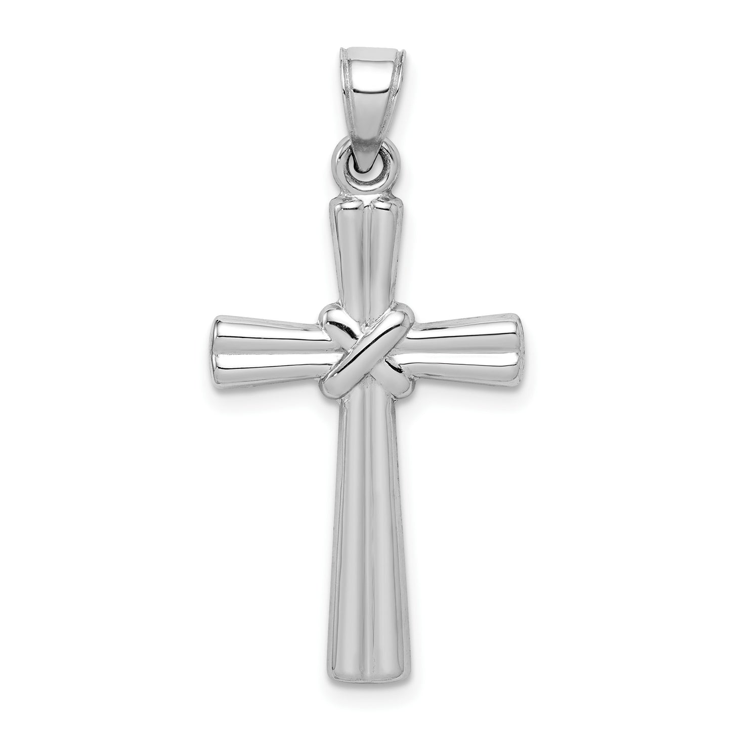 14k White Gold Hollow -X- Center Cross Pendant