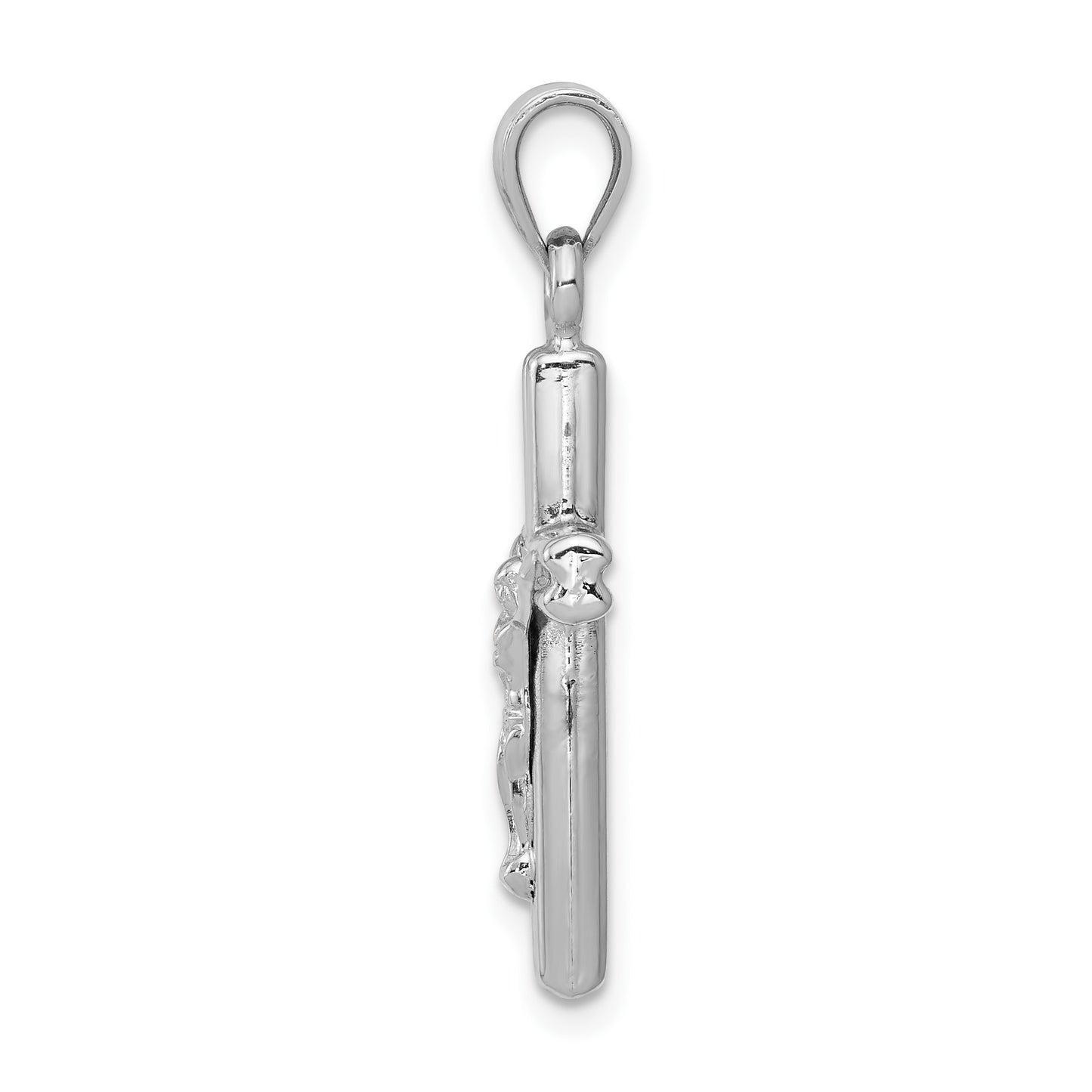 14K White Gold Hollow Crucifix Reversible to Cross Pendant