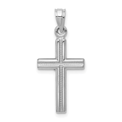 14K White Gold Hollow Crucifix Reversible to Cross Pendant