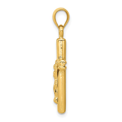 14K Hollow Crucifix Reversible to Cross Pendant