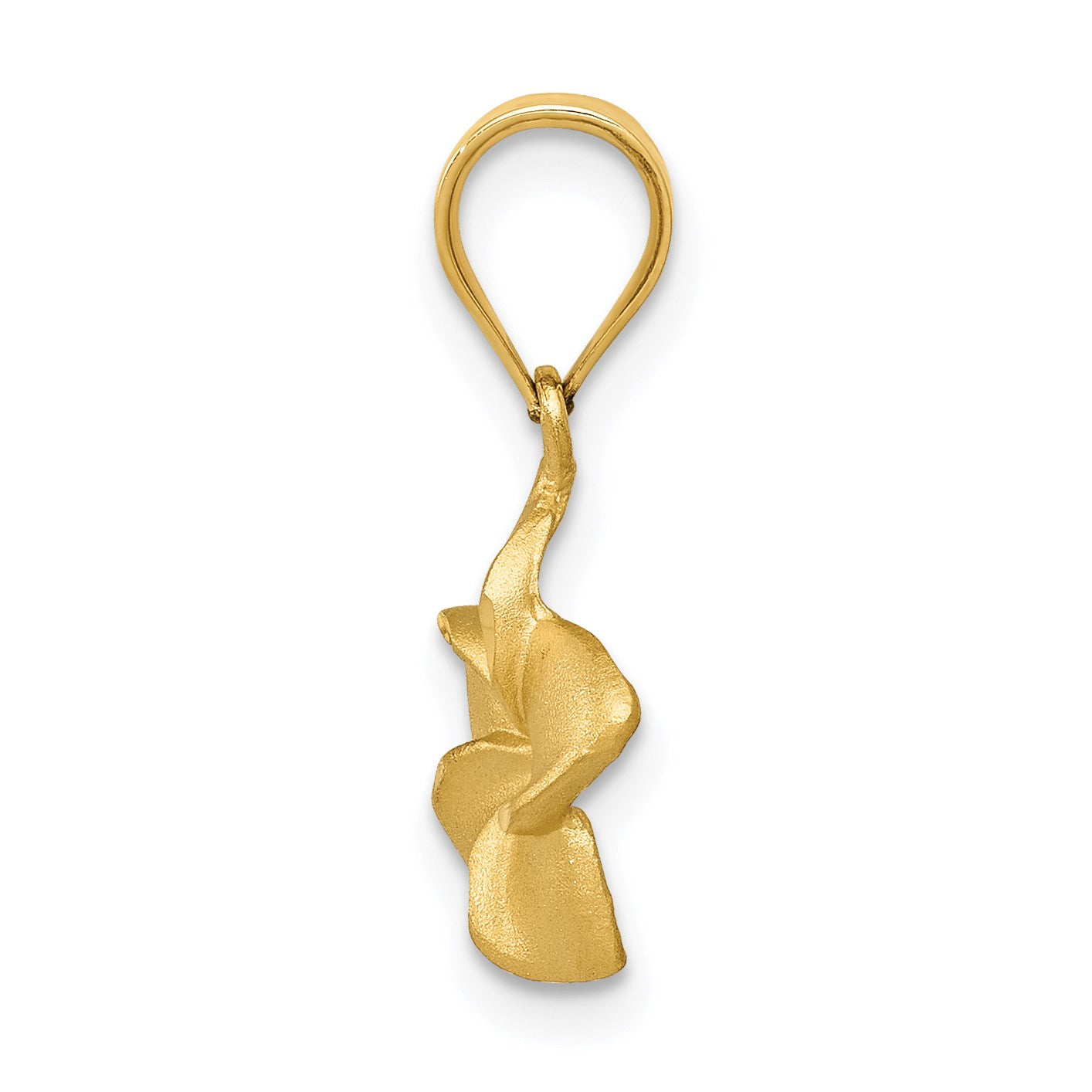 14k Satin Diamond-cut Plumeria Floral Charm Pendant