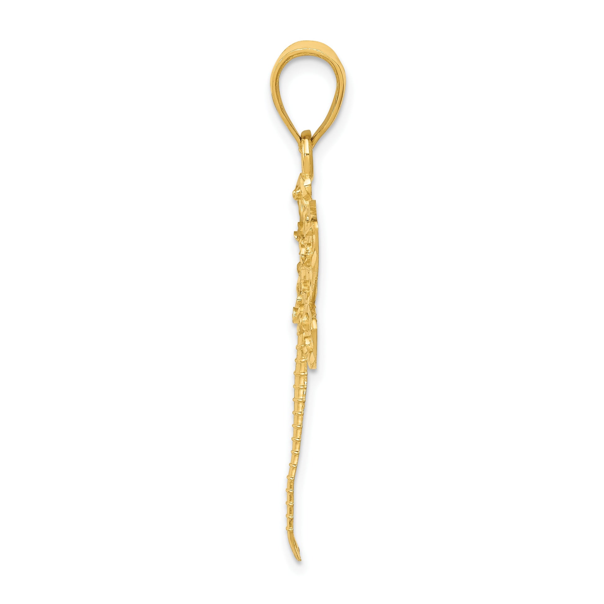 14K Diamond-cut Dragonfly Pendant