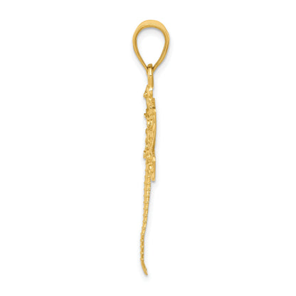 14K Diamond-cut Dragonfly Pendant
