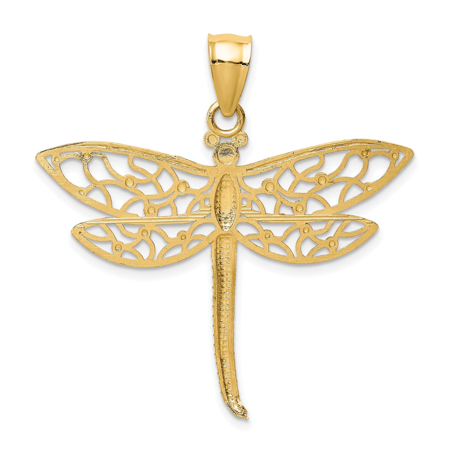 14K Diamond-cut Dragonfly Pendant